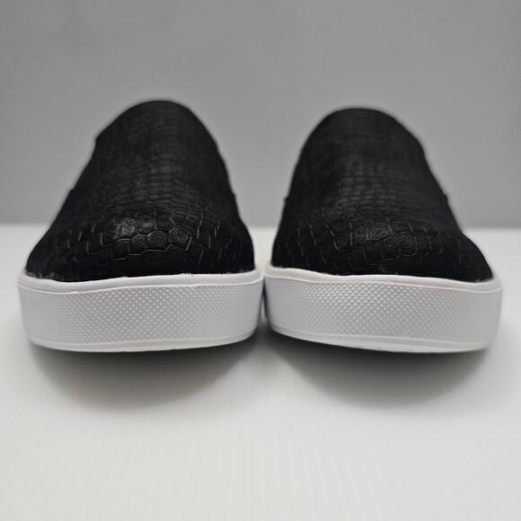 Munro Lennox Sneaker Womens 9 WIDE Black Nubuck Croc Embossed Slip On Platform - Picture 6 of 14